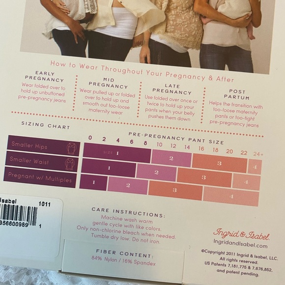 NWT Ingrid & Isabel Maternity Bellaband Size 2 White Belly Band To Expand Jeans - Picture 3 of 3